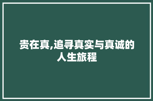 贵在真,追寻真实与真诚的人生旅程