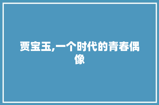 贾宝玉,一个时代的青春偶像