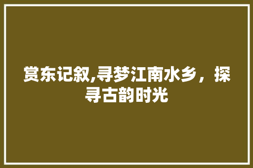 赏东记叙,寻梦江南水乡，探寻古韵时光