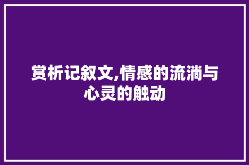 赏析记叙文,情感的流淌与心灵的触动