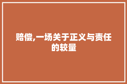 赔偿,一场关于正义与责任的较量