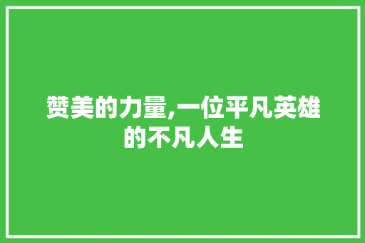 赞美的力量,一位平凡英雄的不凡人生