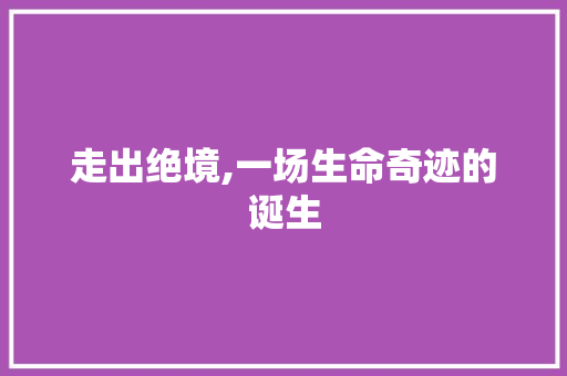 走出绝境,一场生命奇迹的诞生