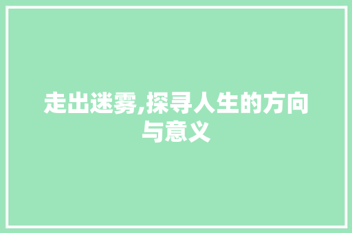 走出迷雾,探寻人生的方向与意义 求职信范文