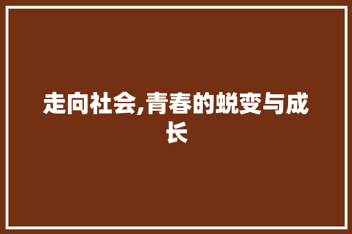 走向社会,青春的蜕变与成长