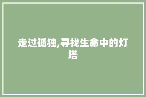 走过孤独,寻找生命中的灯塔