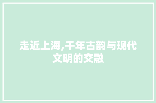 走近上海,千年古韵与现代文明的交融