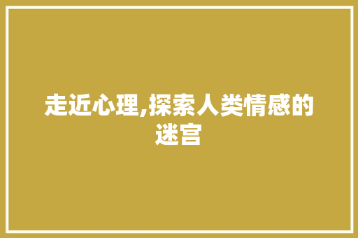 走近心理,探索人类情感的迷宫