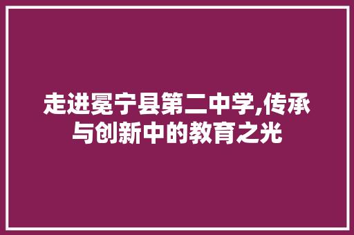 走进冕宁县第二中学,传承与创新中的教育之光