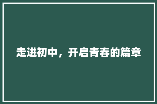 走进初中，开启青春的篇章