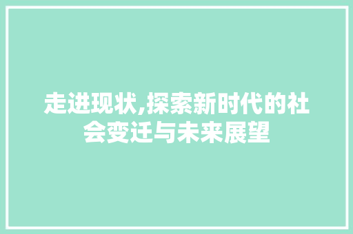 走进现状,探索新时代的社会变迁与未来展望