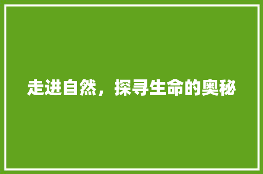 走进自然，探寻生命的奥秘