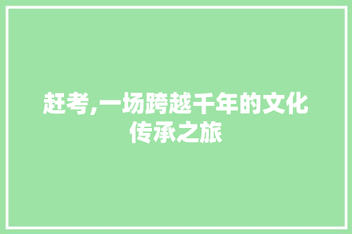 赶考,一场跨越千年的文化传承之旅