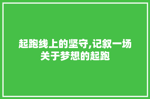 起跑线上的坚守,记叙一场关于梦想的起跑