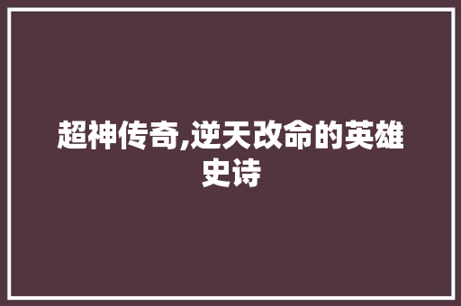 超神传奇,逆天改命的英雄史诗