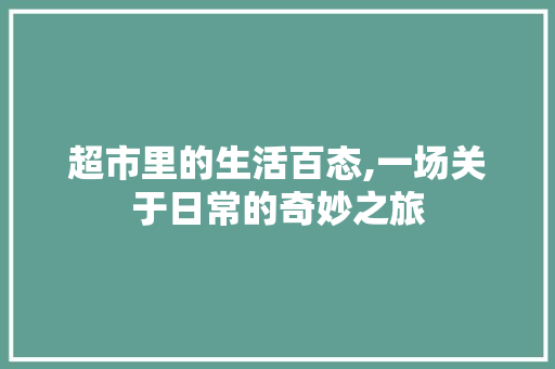 超市里的生活百态,一场关于日常的奇妙之旅