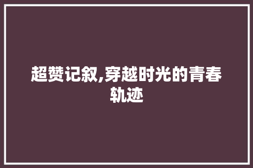 超赞记叙,穿越时光的青春轨迹