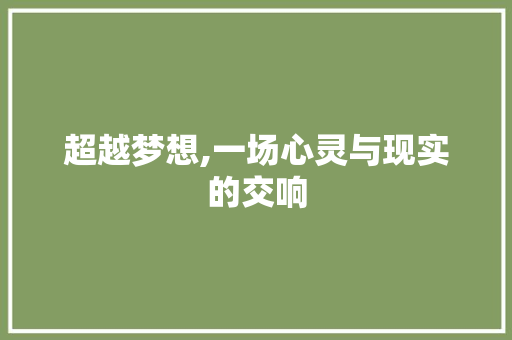 超越梦想,一场心灵与现实的交响