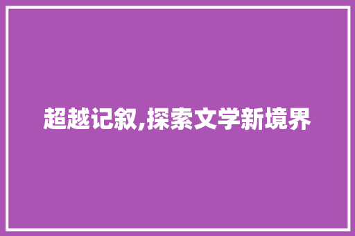 超越记叙,探索文学新境界