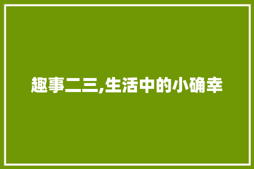 趣事二三,生活中的小确幸