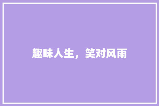 趣味人生，笑对风雨