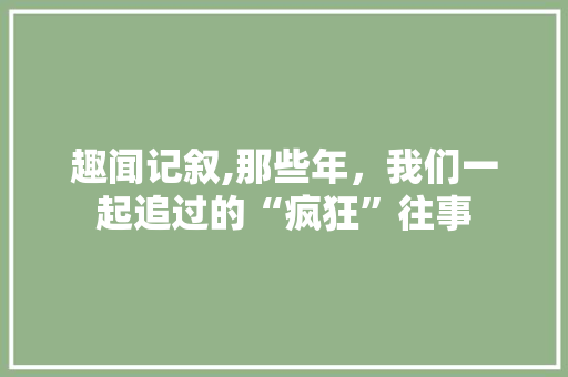 趣闻记叙,那些年，我们一起追过的“疯狂”往事