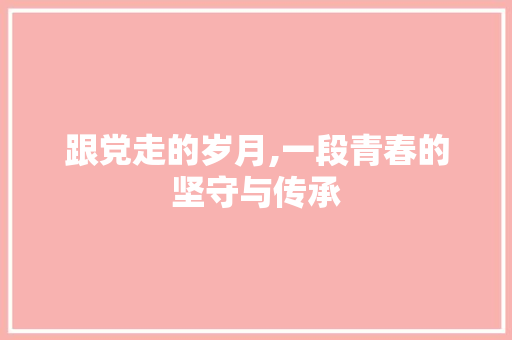 跟党走的岁月,一段青春的坚守与传承