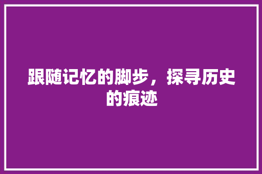 跟随记忆的脚步，探寻历史的痕迹