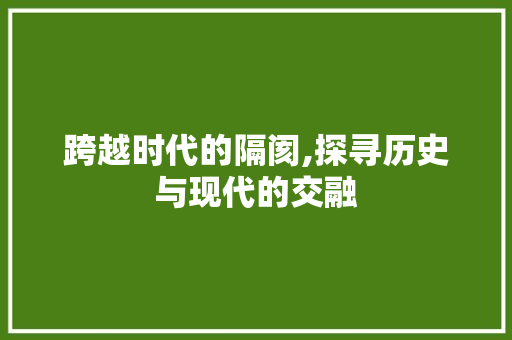 跨越时代的隔阂,探寻历史与现代的交融