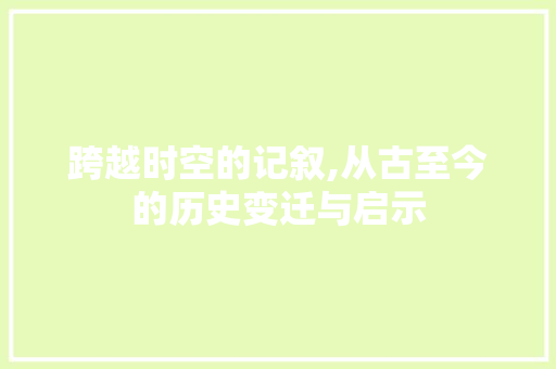 跨越时空的记叙,从古至今的历史变迁与启示