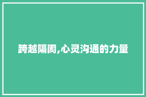 跨越隔阂,心灵沟通的力量