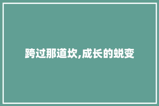 跨过那道坎,成长的蜕变