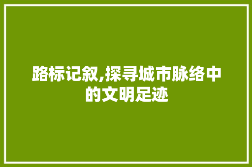 路标记叙,探寻城市脉络中的文明足迹