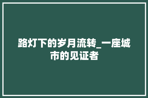 路灯下的岁月流转_一座城市的见证者