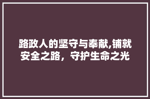 路政人的坚守与奉献,铺就安全之路，守护生命之光