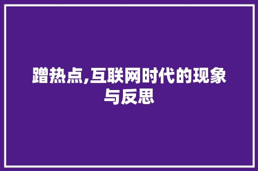 蹭热点,互联网时代的现象与反思 职场范文