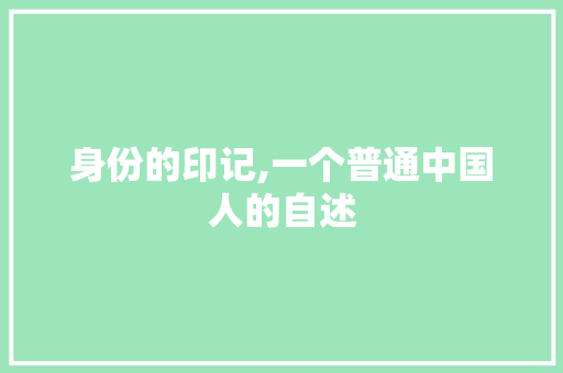 身份的印记,一个普通中国人的自述