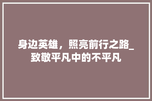 身边英雄，照亮前行之路_致敬平凡中的不平凡