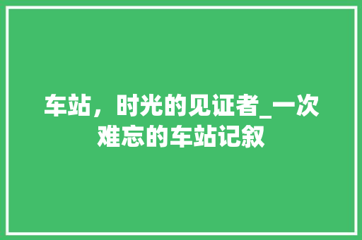 车站，时光的见证者_一次难忘的车站记叙