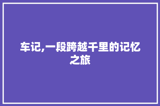 车记,一段跨越千里的记忆之旅