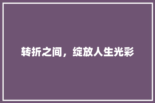 转折之间，绽放人生光彩