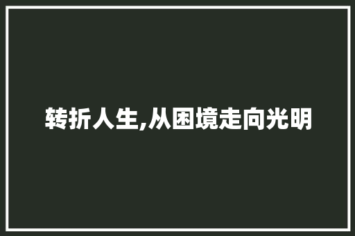 转折人生,从困境走向光明