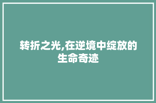 转折之光,在逆境中绽放的生命奇迹