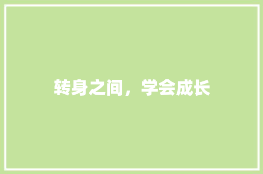 转身之间，学会成长