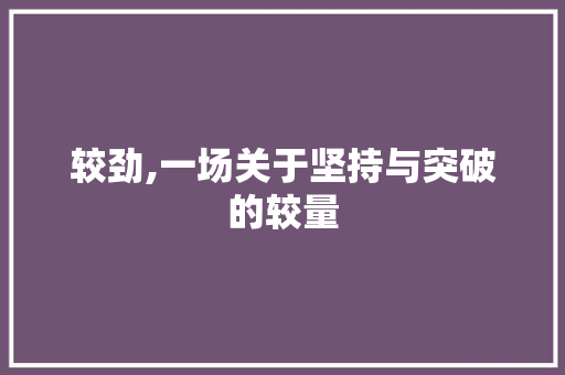 较劲,一场关于坚持与突破的较量 商务邮件范文