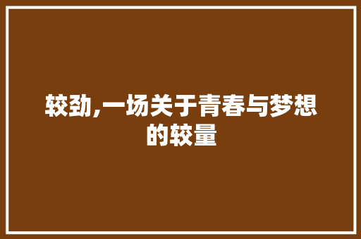 较劲,一场关于青春与梦想的较量