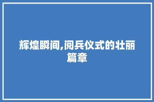 辉煌瞬间,阅兵仪式的壮丽篇章