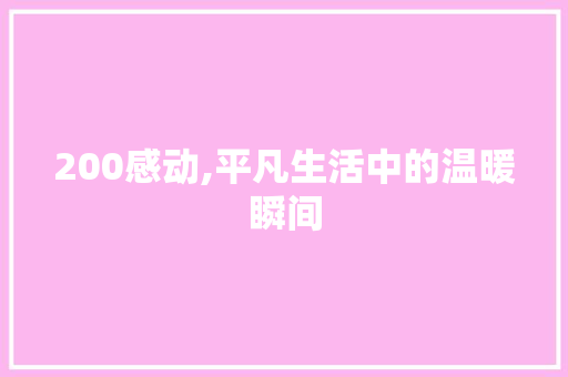 200感动,平凡生活中的温暖瞬间