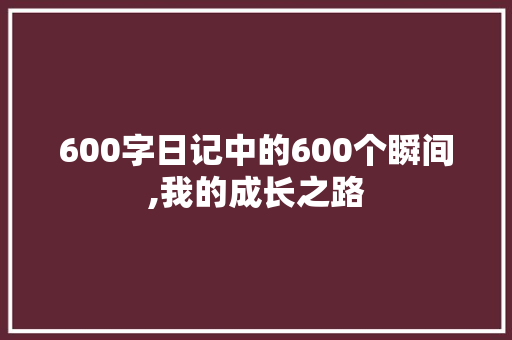 600字日记中的600个瞬间,我的成长之路