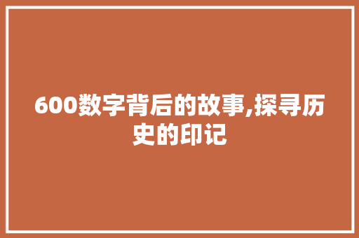 600数字背后的故事,探寻历史的印记